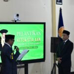 Happy Susanto, S.Sos., M.A., M.P.A. resmi dilantik kembali sebagai Ketua STIA AAN Notokusumo untuk masa bakti 2026–2030 oleh Ketua Yayasan Notokusumo, Drs. Samudro Tjondronegoro, M.Hum., Senin (31/8/2026).